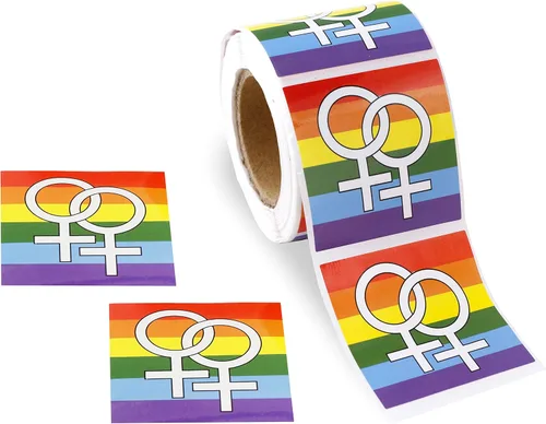 Vista 13 de Pegatinas de bandera bisexual para el mes del orgullo - Venta al por mayor Bi-Pride en un rollo (2 rollos - 500 calcomanías)