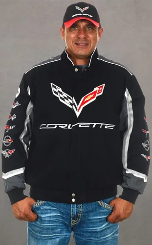 Vista 8 de JH DESIGN GROUP Chaqueta de sarga de algodón bordada Chevy Corvette C7 para hombre
