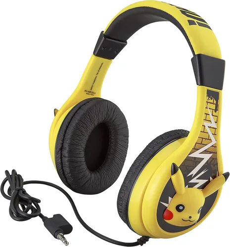 Vista 7 de eKids Pokemon Pikachu - Auriculares con cable para niños, ajustables, sonido estéreo, conector de 3.5mm, sin enredos, control de volumen, diadema