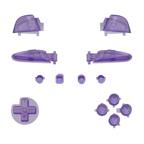 eXtremeRate Clear Atomic Purple Repair ABXY D-pad ZR ZL L R Llaves para Nintendo Switch Pro, botón de repuesto completo con herramientas para