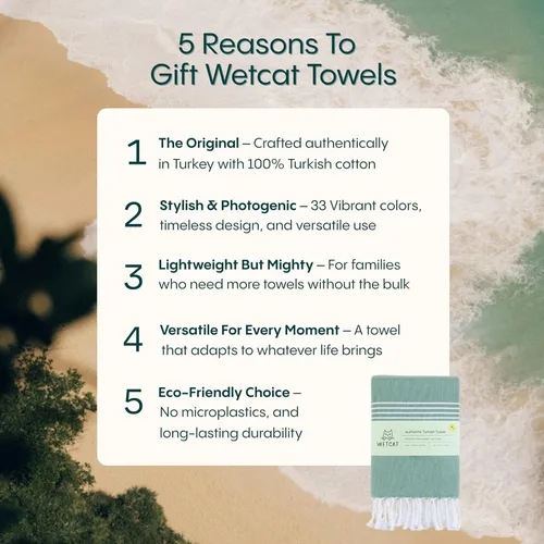 Vista 7 de WETCAT Toalla de playa turca de gran tamaño (38"x71") 100% algodón turco, fabricada en Turquía - sin arena, extragrande, ultrasuave, de secado