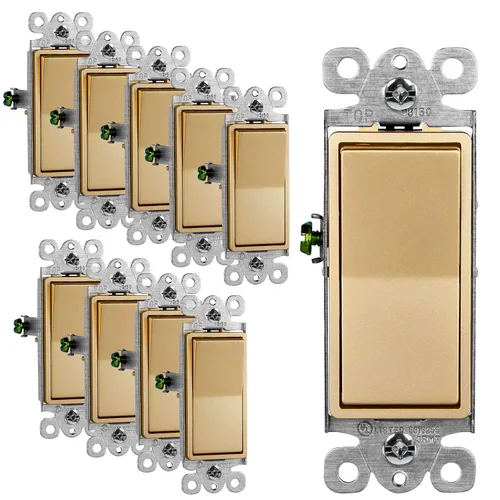 Vista 15 de ENERLITES Elite Series - Interruptor basculante decorativo sin tornillos, 3 vías o unipolar, 3 cables, tornillo de conexión a tierra, grado