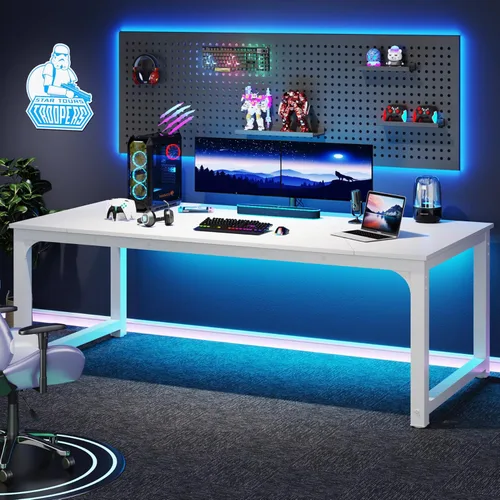 Vista 143 de Tribesigns - Escritorio moderno para computadora, 70.8 x 35.4 pulgadas, escritorio ejecutivo grande de oficina, mesa de estudio, estación de trabajo