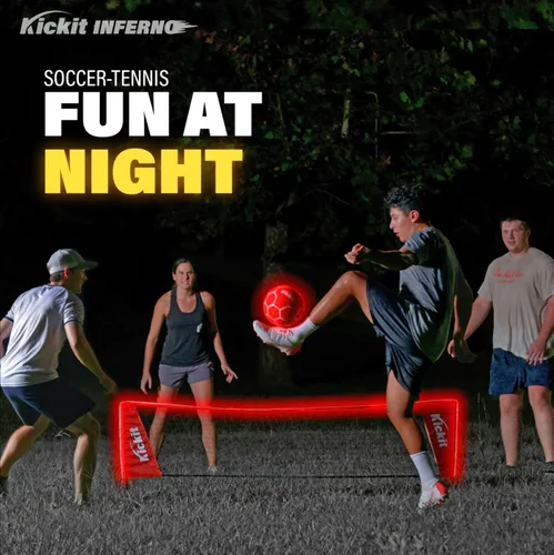 Vista 4 de Kickit Soccer Tennis Game Set, Portable 6.5' Wide x 2' High Net & Soft Lightweight Ball, Play Outdoors, Indoors, Backyard, Beach, Complete Skills