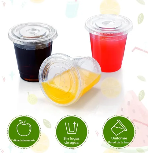 Vista 4 de Eupako Vasos de plástico de 24 onzas con tapas, juego de 50 vasos desechables transparentes con tapas