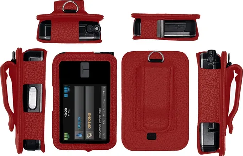 Vista 7 de Funda de cuero con protector de pantalla para bomba de insulina tándem tándem t:Slim X2 (marrón-A)