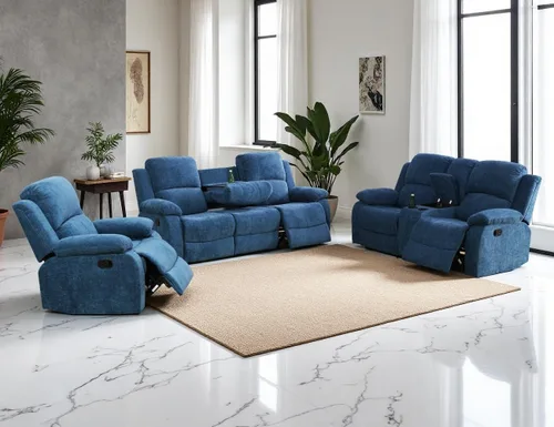 Vista 49 de Sofá reclinable manual, sofá reclinable de lujo de 3 plazas, sofá reclinable con portavasos y mesa de café, sofá de cuero sintético para sala