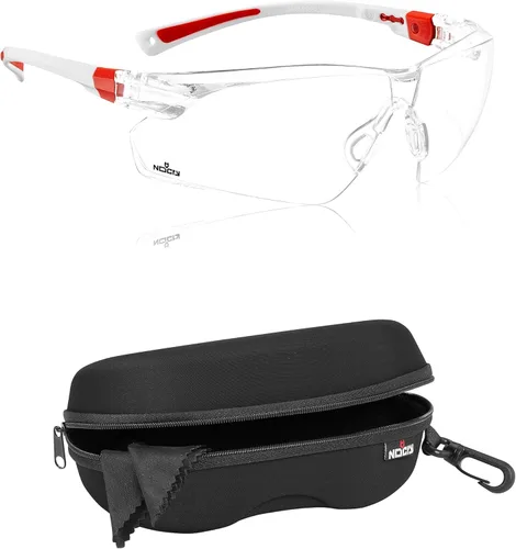 NoCry Gafas de seguridad con transparente antivaho resistentes a los arañazos, protección UV y estuche de almacenamiento para gafas de seguridad con