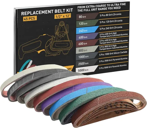 Kit de 45 piezas de correas de afilado de repuesto de 1/2" x 12" para afilador oficial de cuchillos y herramientas Work Sharp (WSKTS y WSKTS-KT/Mk.1