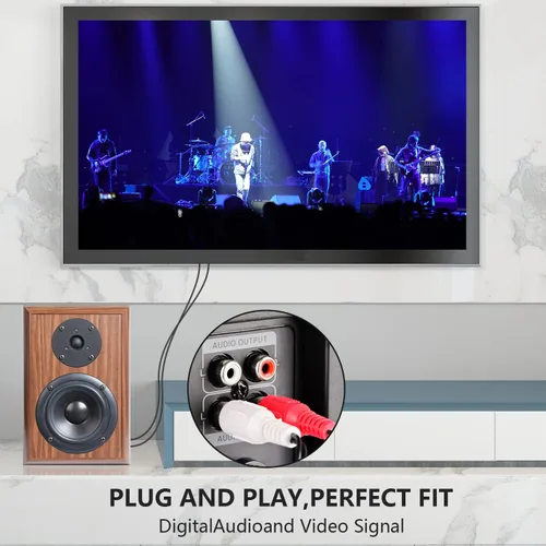 Vista 5 de PASOW Cables RCA, 2RCA macho a 2RCA macho, cable de subwoofer de audio estéreo doble blindado para cine en casa, HDTV, amplificador, sistemas