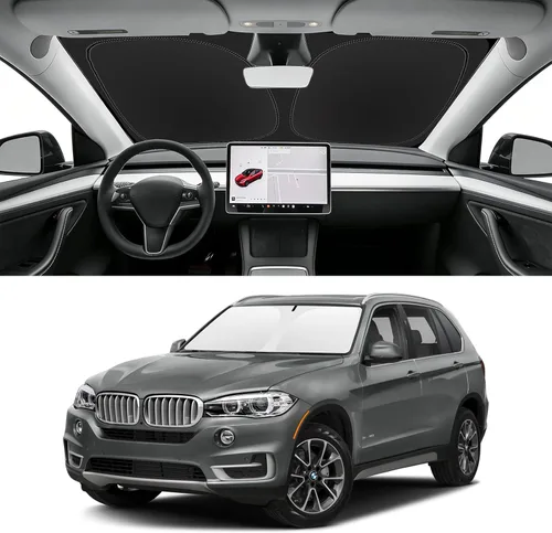 Vista 128 de Parasol plegable para parabrisas de ajuste a la medida, cubierta de ventana frontal que bloquea el sol y protege el automóvil de los rayos del sol