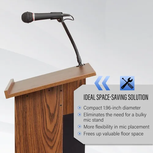 Vista 7 de Soporte para micrófono: soporte de micrófono de escritorio flexible de cuello de cisne de 24 pulgadas con base de montaje de brida para atril