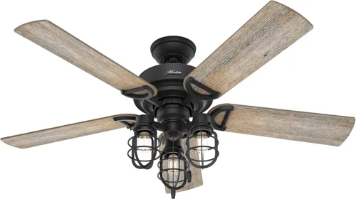 Hunter Starklake 50409 - Ventilador de techo de 52 pulgadas para exteriores o interiores con luces LED y cadena de tracción, ventilador de techo