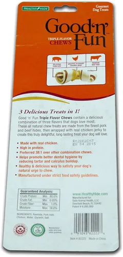 Vista 2 de Good'n'Fun Good 'n' Fun - Mini masticables de cuero crudo de triple sabor, 7