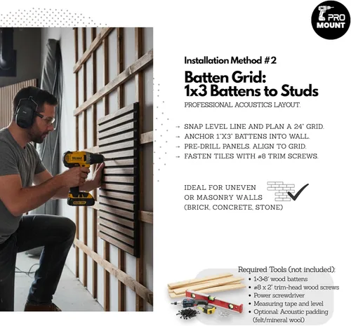 Vista 5 de Paquete de 4 paneles de madera acústica RT60X Pro, 24 x 24 pulgadas, paneles de reducción de ruido y absorción de sonido para estudio en casa