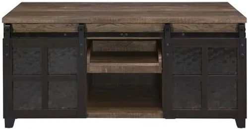 Vista 7 de Acme Nineel - Mesa de centro de madera de 2 puertas en roble rústico y negro