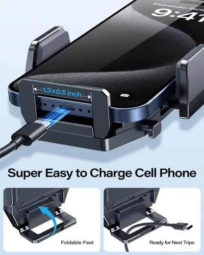 Vista 5 de APPS2Car Soporte de teléfono para ranura de CD resistente con diseño de operación con una mano, soporte para teléfono de coche manos libres