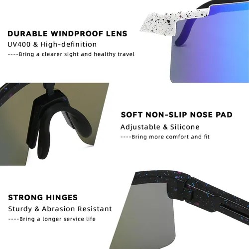 Vista 3 de MARIDA Gafas de sol para hombres y mujeres, protección UV400, gafas de sol deportivas con patillas ajustables