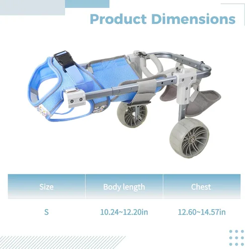 Vista 3 de Adjustable Lightweight Dog Wheelchair, Retractable Support Cart for Small & Medium Dogs, Back Leg Mobility Aid