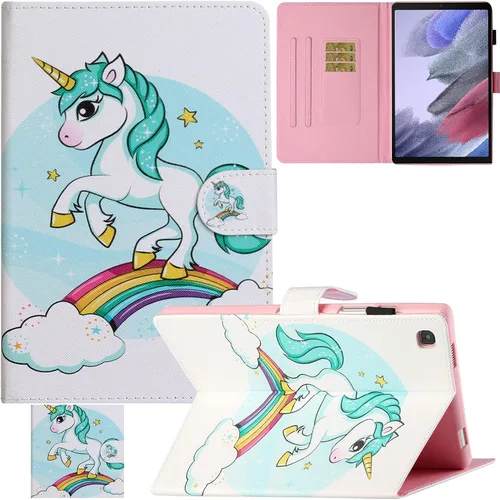 Vista 10 de REASUN Funda para Galaxy Tab A7 Lite de 8.7 pulgadas, piel sintética de alta calidad con ranuras para tarjetas, funda con soporte multiángulo