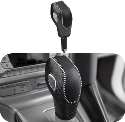 Vista 8 de Cubierta de Cuero para Palanca de Cambios de Auto para Ford EcoSport Escape/Fusion/C-Max Energi Wagon/Fiesta/Focus/Transit Accesorios