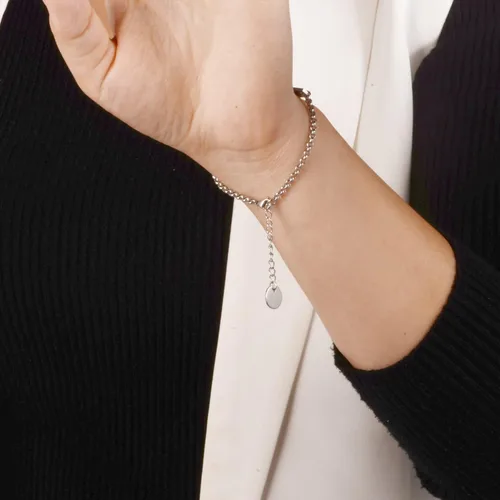 Vista 4 de LinnaLove - Pulsera de identificación de alerta médica con cadena Rolo simple pregrabada para mujer