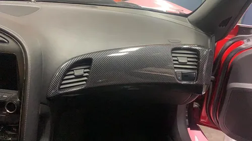 Vista 6 de Para C7 Corvette de fibra de carbono pasajeros salida de aire cubierta Trim Accesorios para 2014-2019 Chevrolet Corvette C7