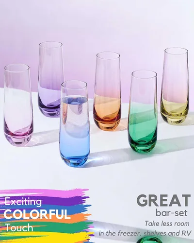 Vista 8 de ColoVie Juego de 6 copas de Martini, copas de champán, sin tallo