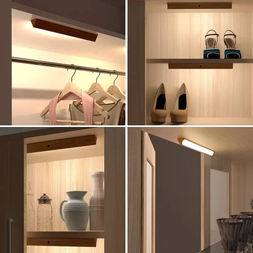 Vista 6 de Luces inalámbricas para debajo del gabinete, luces de armario con sensor de movimiento, luces nocturnas inalámbricas recargables por USB, luz