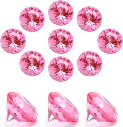 Vista 17 de 100 piezas de diamantes de acrílico transparente de 1 pulgada para decoración de mesa de boda, confeti de gemas para relleno de jarrones, decoración