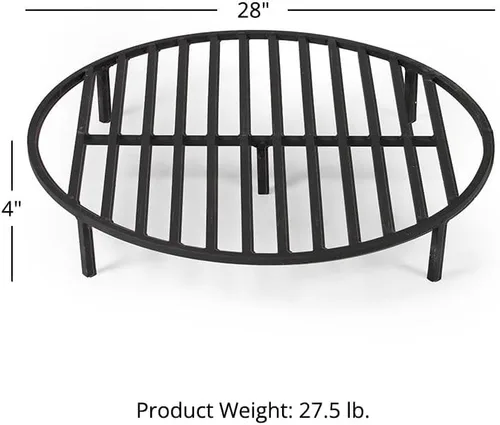 Vista 6 de TITAN GREAT OUTDOORS Rejilla redonda para fogatas de ceniza y brasa, resistente, de acero de 1/2 pulgada, elevada, para leña, para chimeneas
