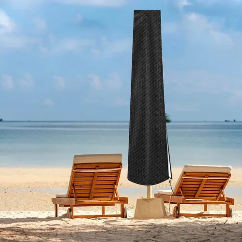 Vista 7 de Funda para sombrilla de patio al aire libre con varilla, impermeable, duradera, tela de poliéster 420D, cubierta de sombrilla para sombrilla de 7