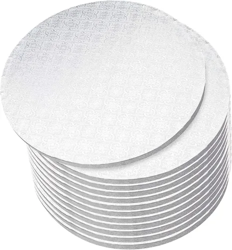 MOVINGSHOOT Spec101 - Tambores redondos para tartas, 12 pulgadas, paquete de 12 tablas de tambor para tartas blancas con bordes lisos de 1/2 pulgada