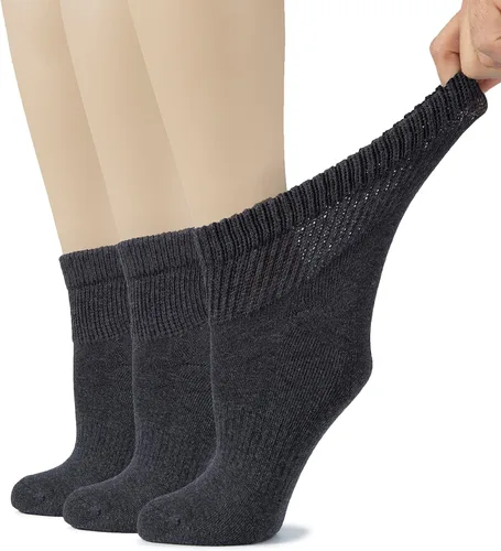 Vista 23 de Hugh Ugoli Calcetines tobilleros de algodón para mujer para diabéticos, anchos, sueltos, elásticos, puntera sin costuras, semiacolchado superior sin