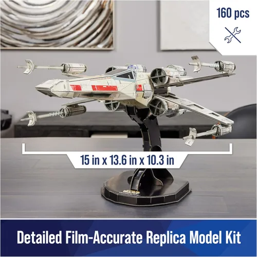 Vista 2 de 4D Build, Star Wars T-65 X-Wing Starfighter - Kit de modelo 3D, coleccionable de Star Wars y decoración de escritorio, rompecabezas para adultos
