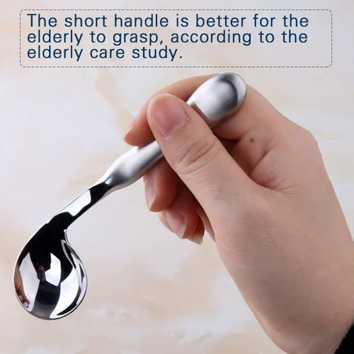 Vista 7 de Adaptive Utensils - Juego de 2 cucharas curvadas para diestros en ángulo, cubiertos de acero inoxidable para temblores de manos, artritis, Parkinson