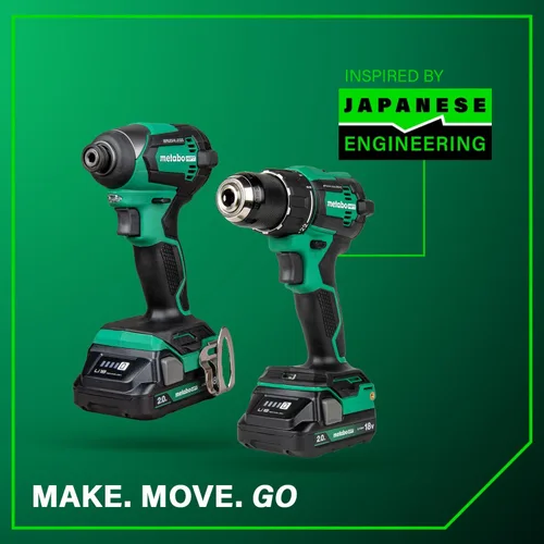 Vista 12 de Metabo HPT Kit combinado de taladro conductor inalámbrico sin escobillas multivoltios de 18 V y destornillador de impacto, kit de herramientas
