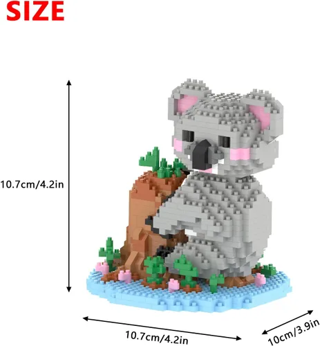 Vista 3 de Larcele Animal Series - Juego de micro bloques de construcción de animales, mini ladrillos de juguete de construcción 3D, 1000 piezas KLJM-07 (Koala)