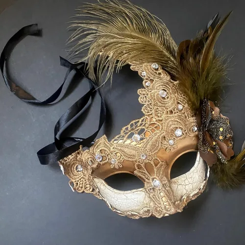 Vista 3 de MasqStudio Máscara de Baile de Máscara de Encaje de Brocado Burlesco Mardi Gras Cumpleaños Fiesta de Graduación Boda
