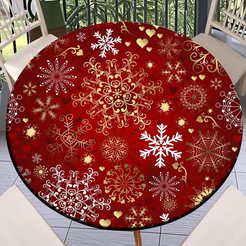 Vista 42 de Round Fitted Tablecloth with Elastic Outdoor Table Cover Round Elastic Tablecloths for Tables Waterproof Wipeable Table Cloths for
