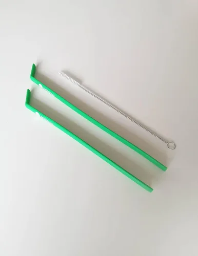 Vista 3 de KoffieStraw - Pajitas reutilizables, paquete de 2 popotes con cepillos de limpieza de acero inoxidable, de larga duración y sin BPA, popotes