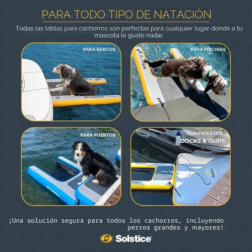 Vista 5 de SOLSTICE Inflatable Pup Plank, Dog Water Ramp for Boats & Docks - Floating Platform for Pets for Lake, River, Beach & Swimming Pool, Includes Pump