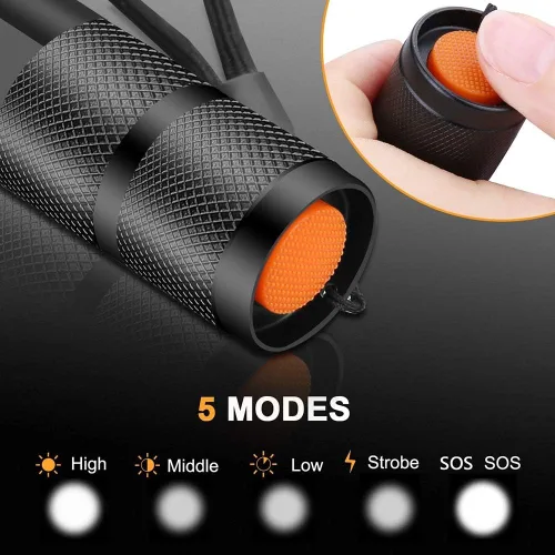 Vista 17 de Linterna LED de alto lúmenes, brillante, con zoom, impermeable, potente, linterna LED táctica de emergencia para el hogar y 5 modos, linterna