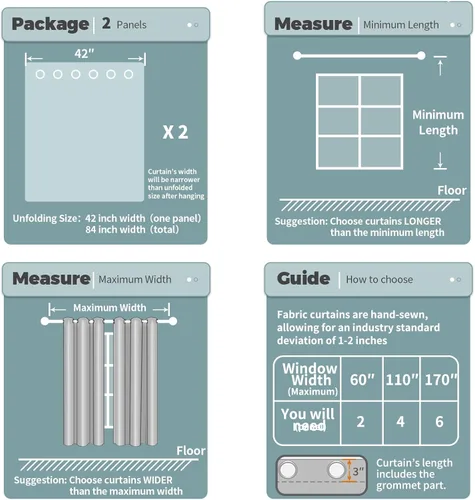 Vista 110 de BGment Cortinas cortas para ventanas, cortinas opacas pequeñas de 45 pulgadas para dormitorio, cortinas de oscurecimiento de habitación