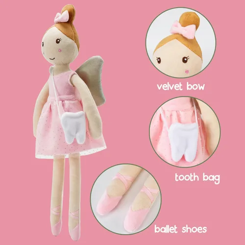 Vista 3 de free-space Muñeco de ballet de felpa suave con bolsa de dientes pequeños, regalos de cumpleaños para niños