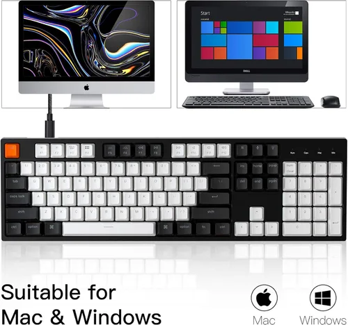 Vista 3 de Keychron C2 - Teclado mecánico para juegos con cable de 104 teclas de tamaño completo para Mac con interruptor Gateron G Pro marrón
