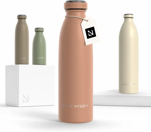 Vista 57 de LARS NYSØM Botella de agua aislada de acero inoxidable de 12 onzas, 17 onzas, 25 onzas, 34 onzas, 51 onzas, frasco térmico aislado para bebidas