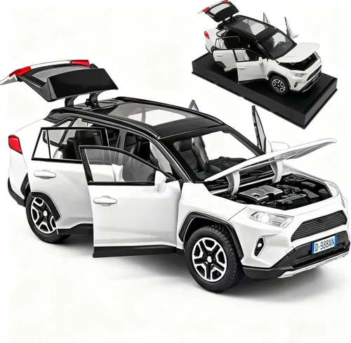 Vista 4 de Modelo de coche compatible con RAV4 1/32 de aleación de juguete fundido a presión modelo coleccionable con luz y sonido vehículo de juguete