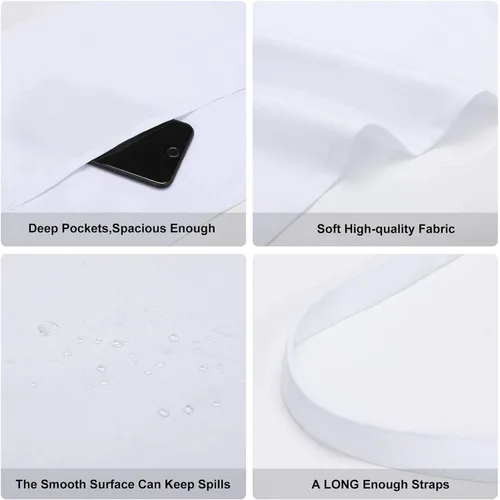 Vista 7 de Server Aprons with 3 Pockets Waist Apron Waterproof Half Apron Winter Pine Plants Short Cooking Aprons Bib