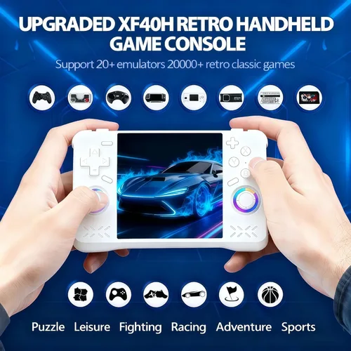 Vista 3 de Upgraded XF40H Handheld Game Console,Retro Gaming Console Preloaded with Classic Games,4.0 Inch 4K HD IPS Screen,Portable Pocket Video Gaming with